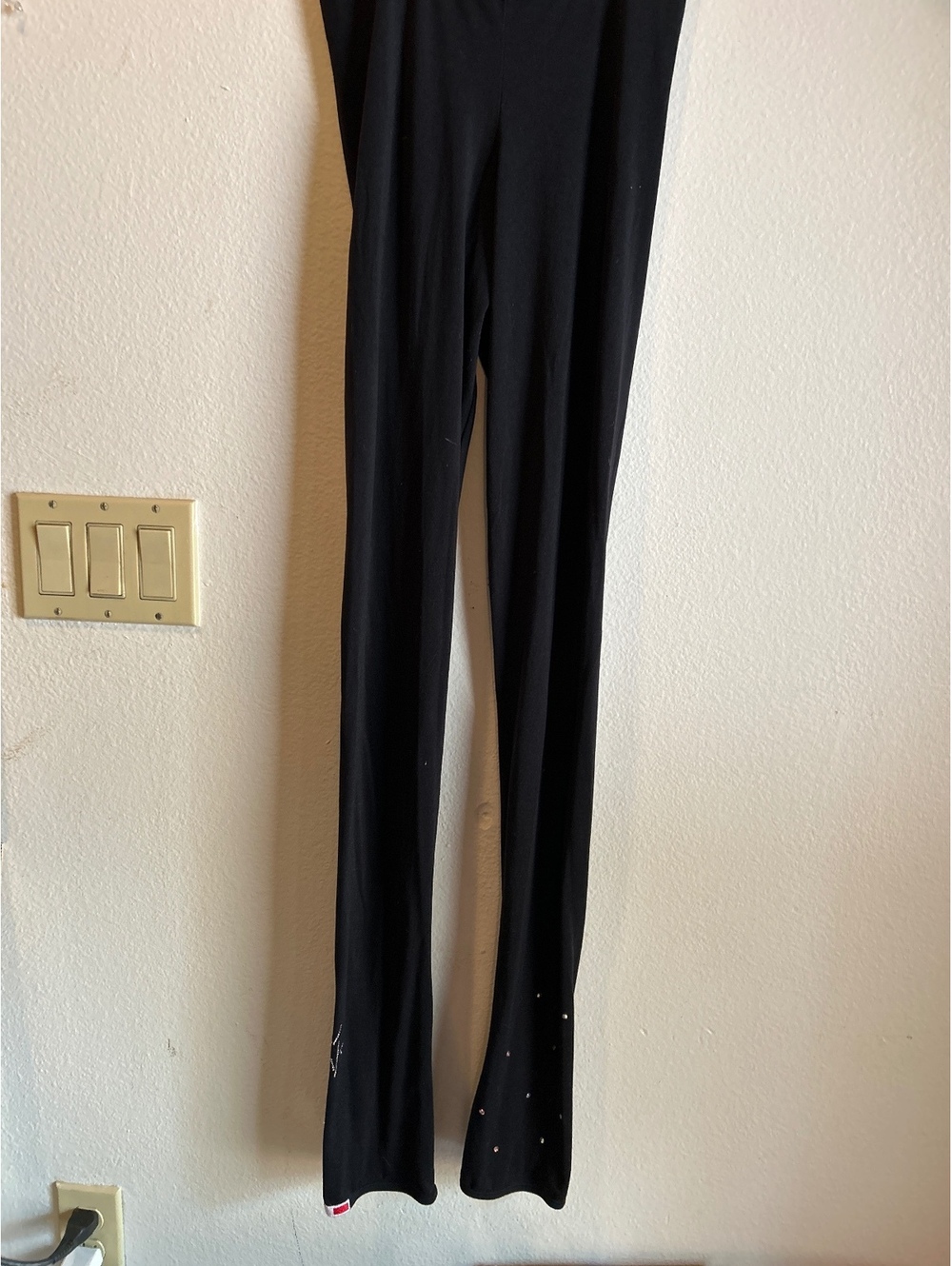 Sergio Tacchini Black L  Stretch Leggings with Rhinestone Detailing Size L